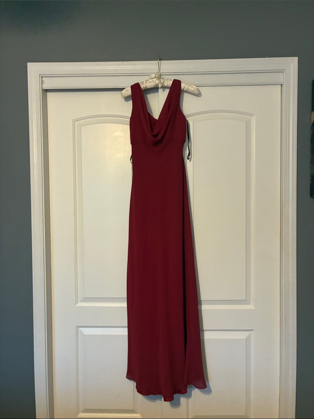 Y2K Elegant Burgundy Cowl Neck Evening Dress